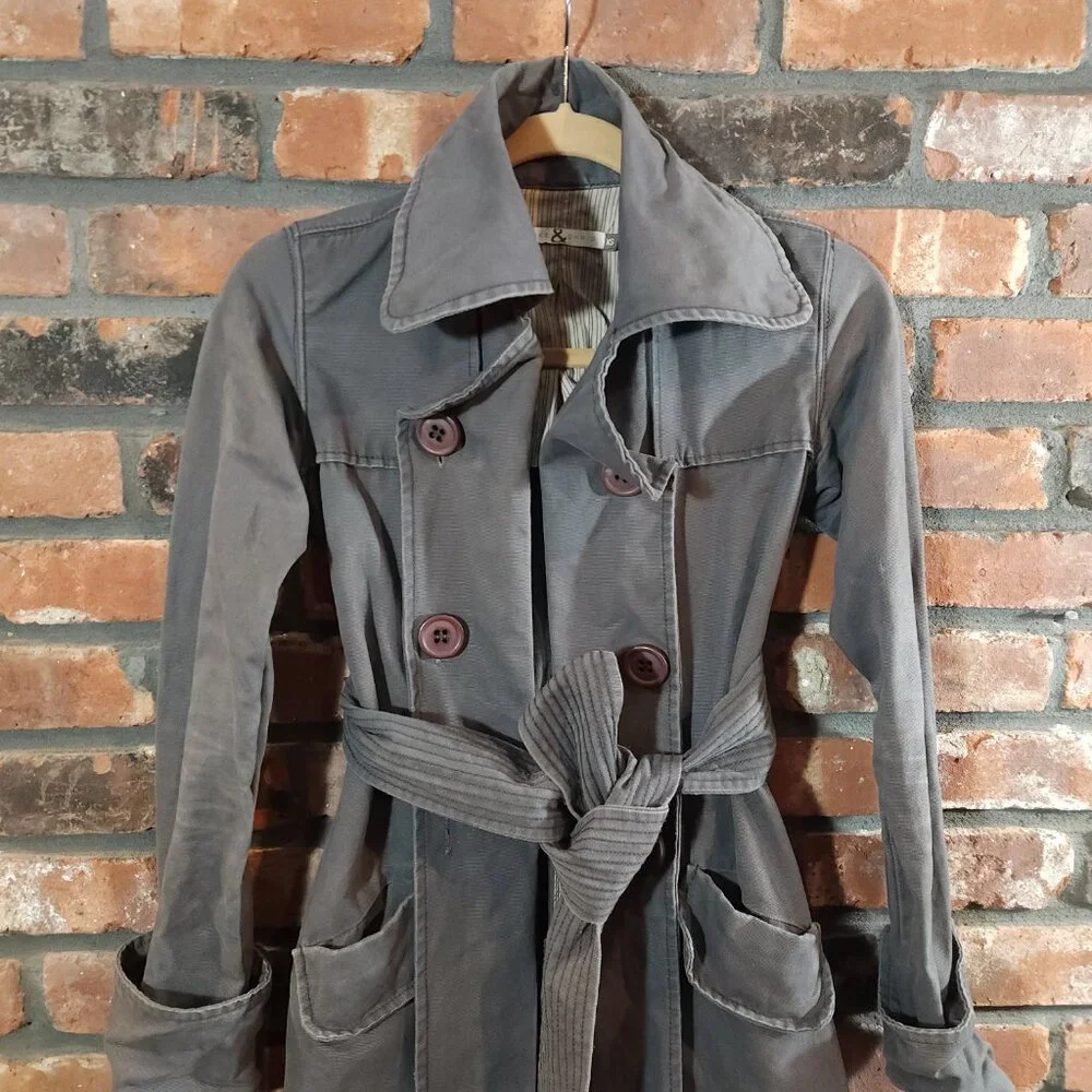 Mike & Chris Double-breasted Belted Canvas Trench Coat Minimalist Women's XS